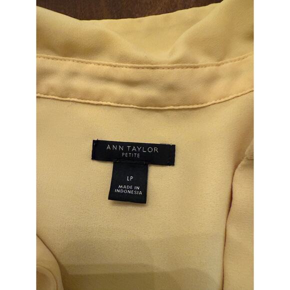 Ann Taylor Women’s Canary Yellow Collared 3/4 Sleeve Blouse Size Petite Large - Picture 8 of 11
